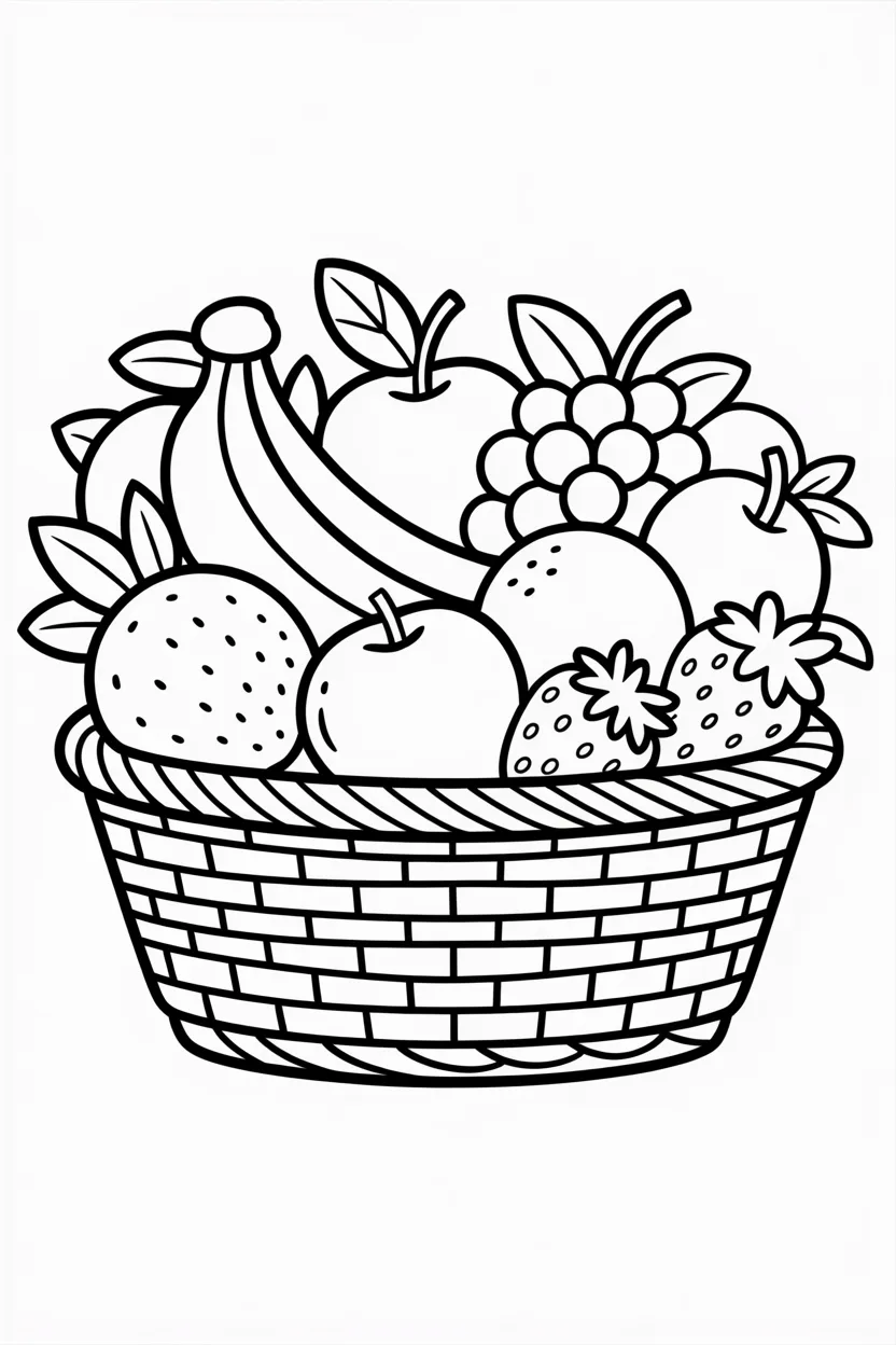 5 Fruits Basket Coloring Pages Free