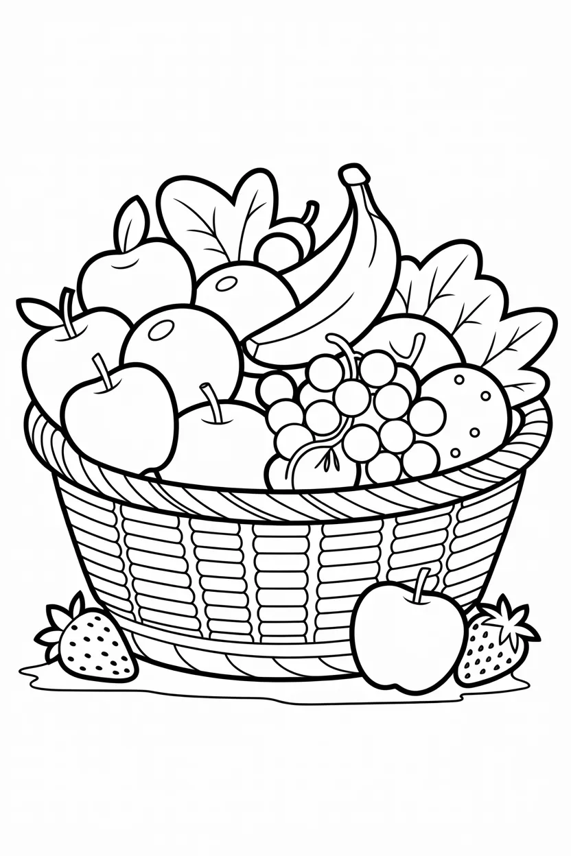 5 Fruits basket coloring pages free printable
