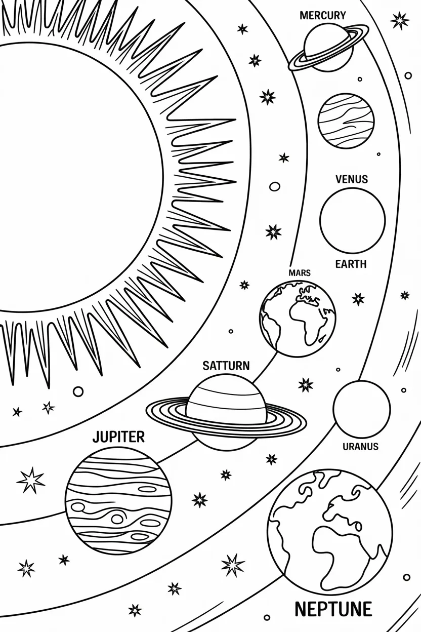 5 solar system learning coloring pages free printable