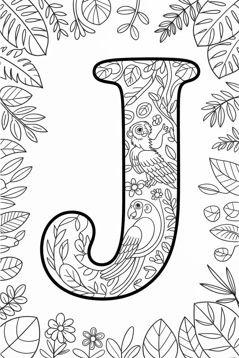 Alphabet letter J coloring pages free printable
