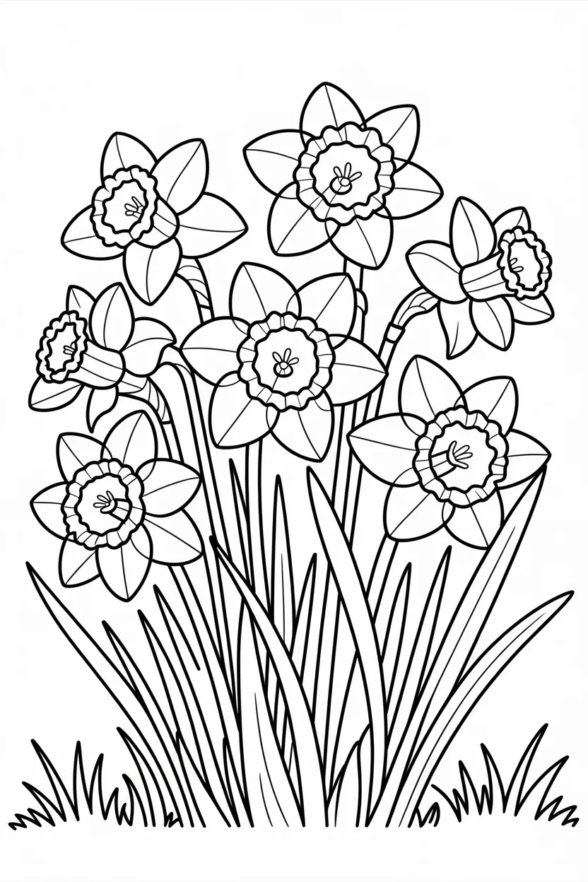Daffodils coloring pages free printable