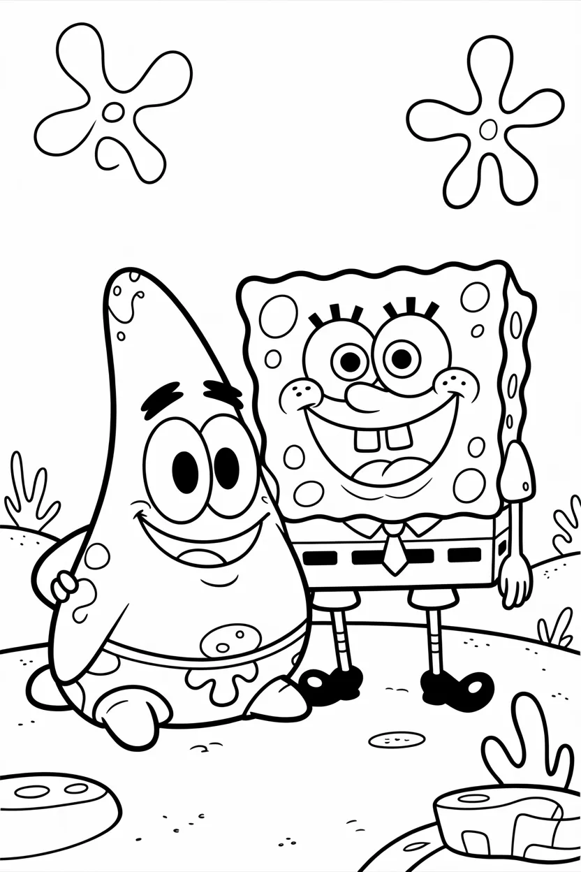 4 Spongebob and Patrick coloring pages free printable