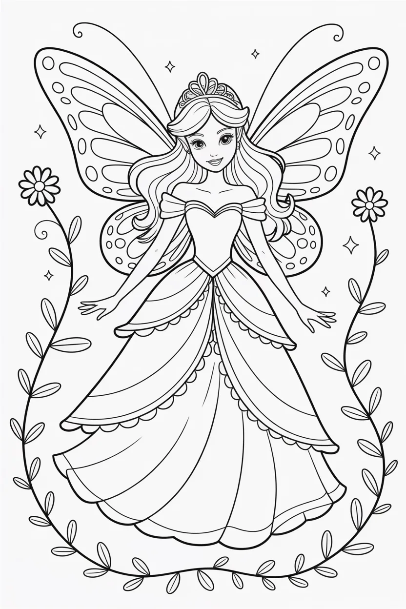 5 Princess fairy coloring pages free printable