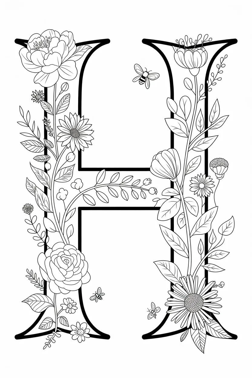 alphabet letter H coloring pages free printable