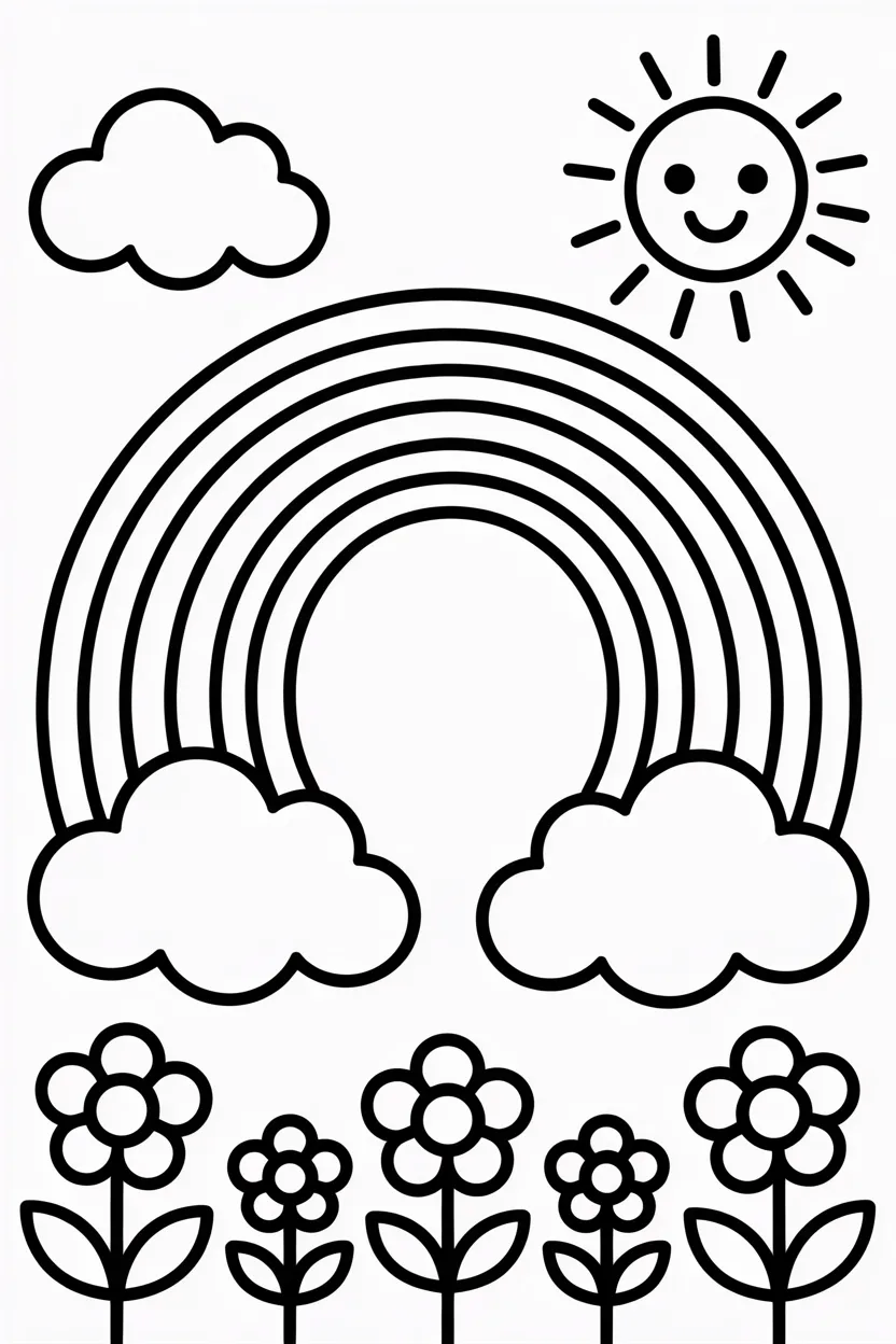 5 Rainbow coloring pages free printable