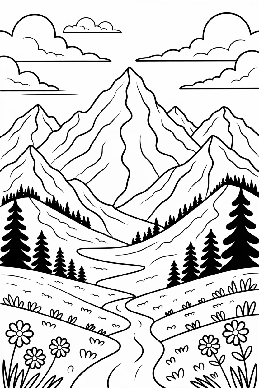 Mountains coloring pages free printable