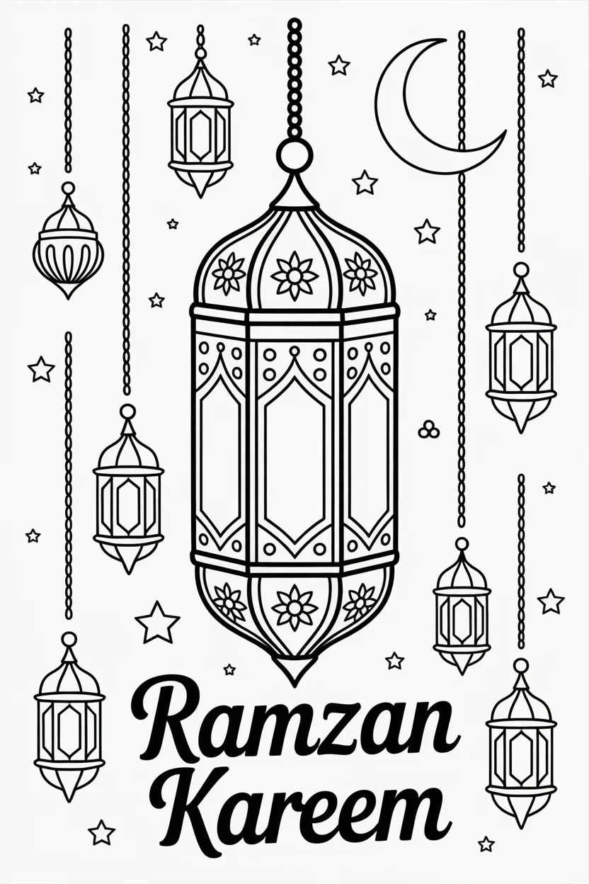 Ramzan lanterns coloring pages free printable