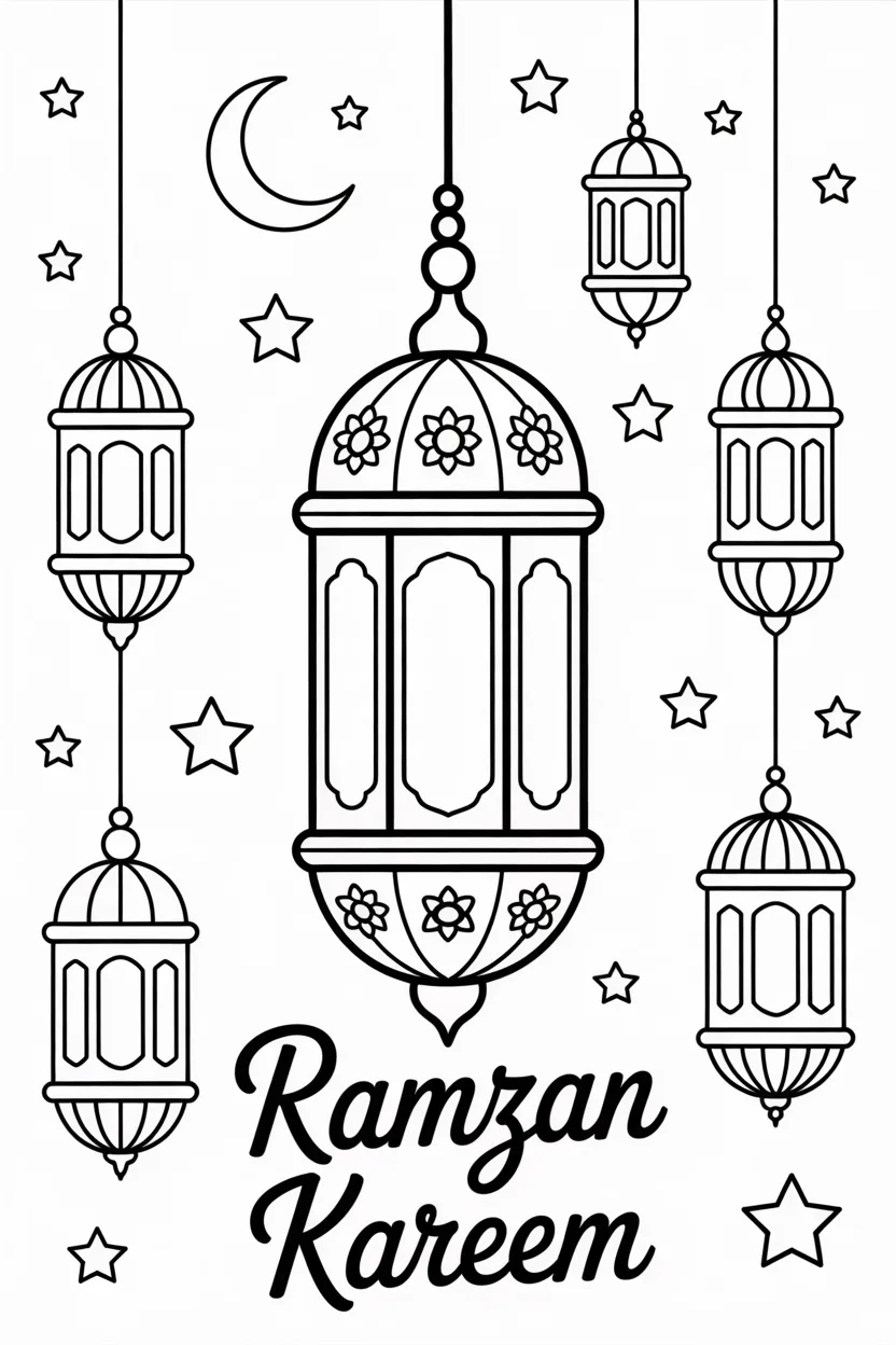 Ramzan lanterns coloring pages free printable