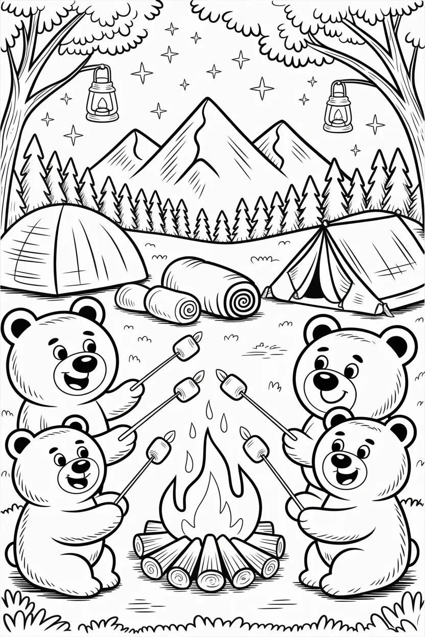 5 Cute Bears Coloring Pages Free Printable