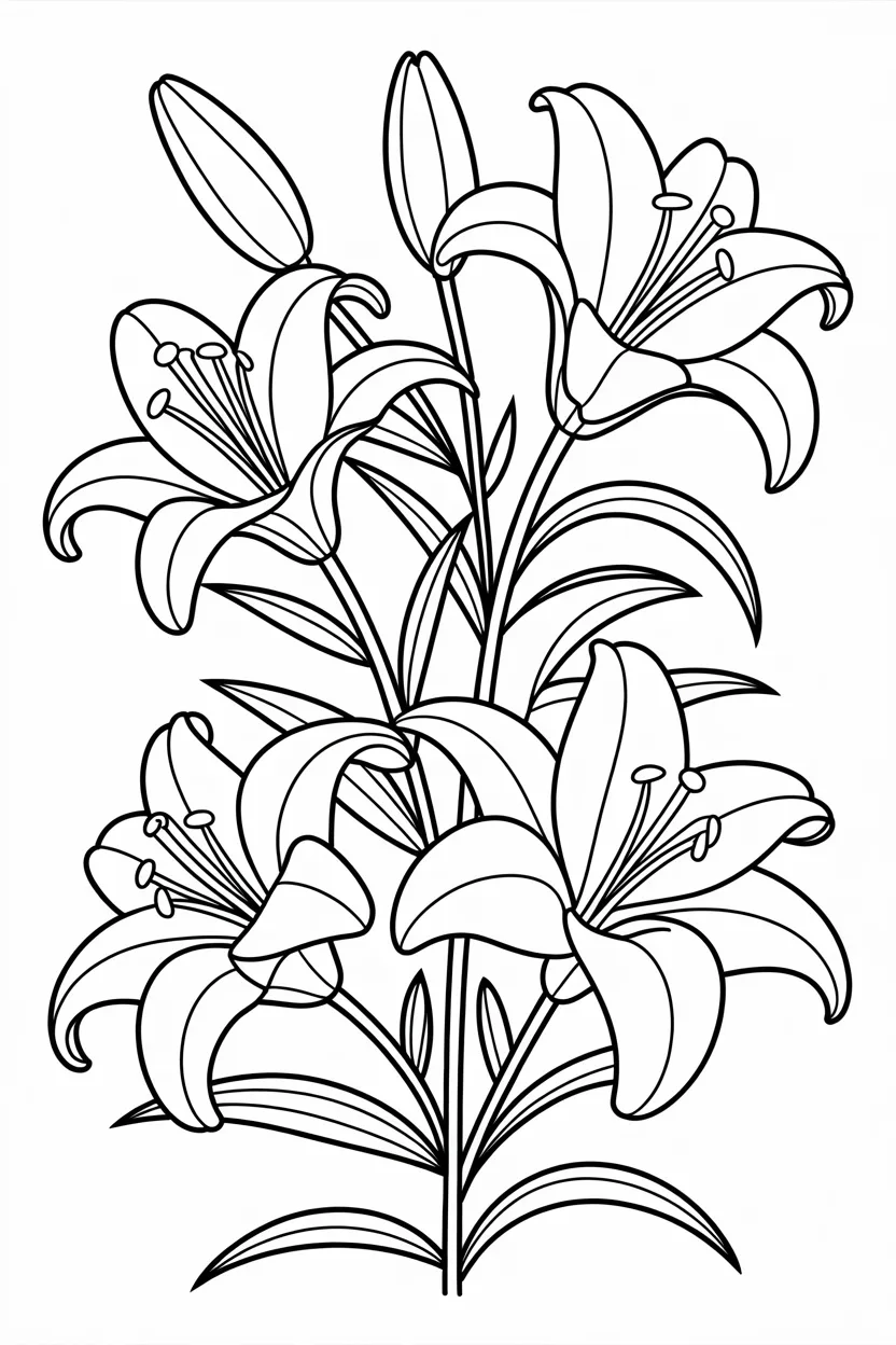 Lily flowers coloring pages free printable 