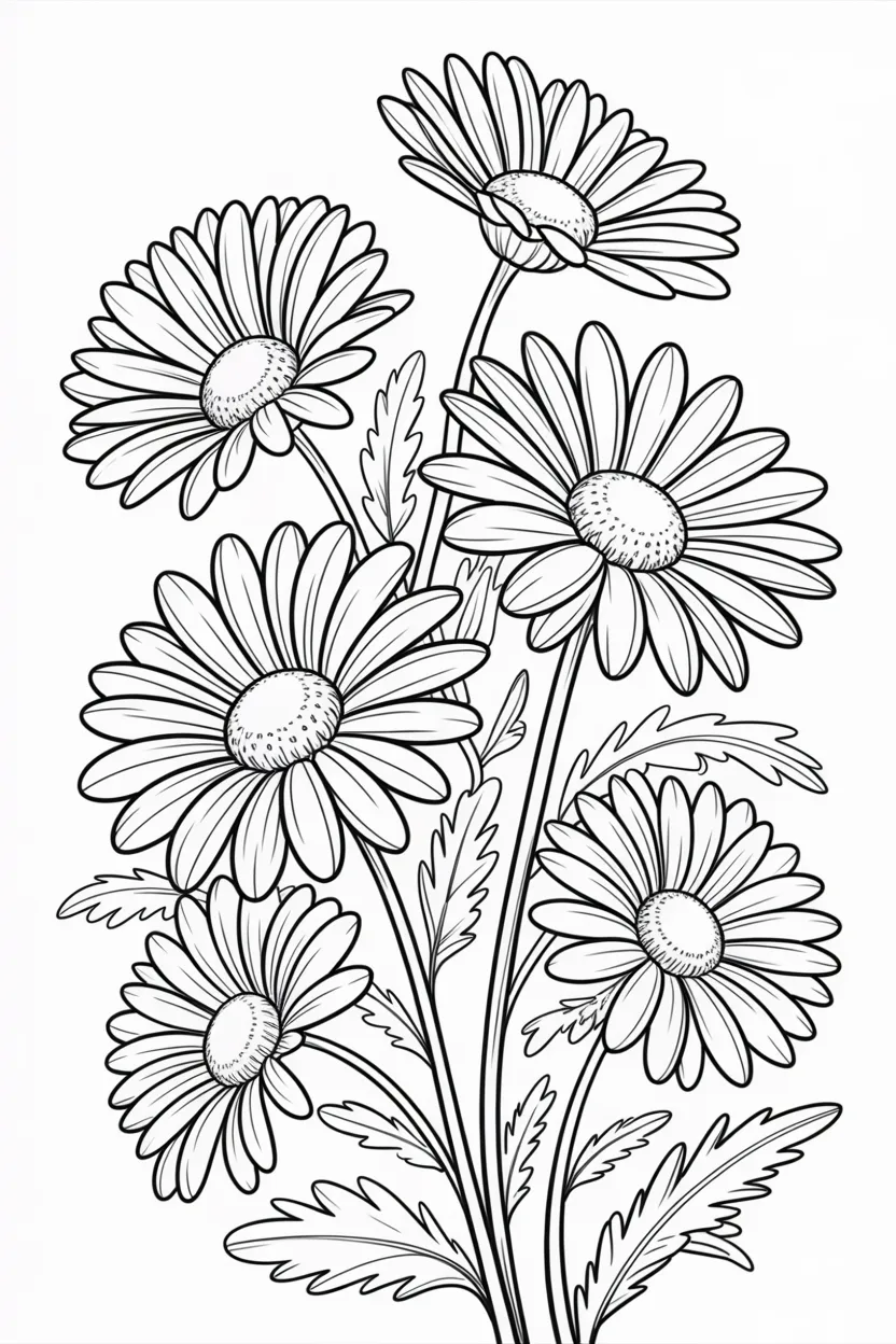 Daisy flowers coloring pages free printable