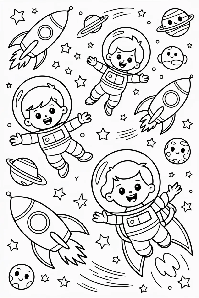 5 astronaut in space coloring pages free printable