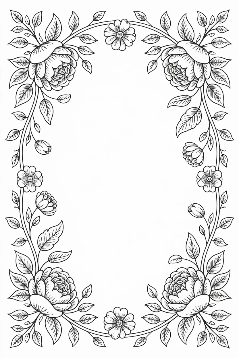 Floral frames coloring pages free printable