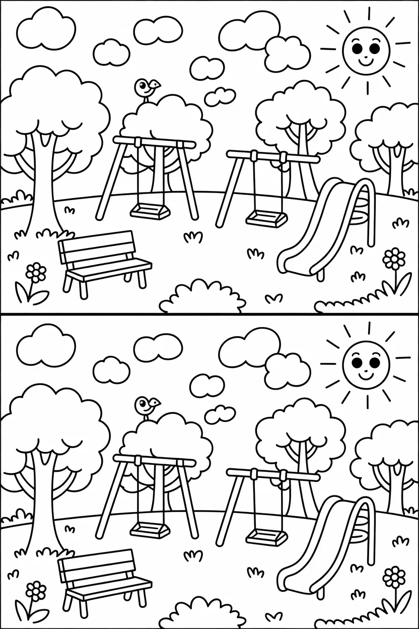6 Spot the difference activity coloring pages