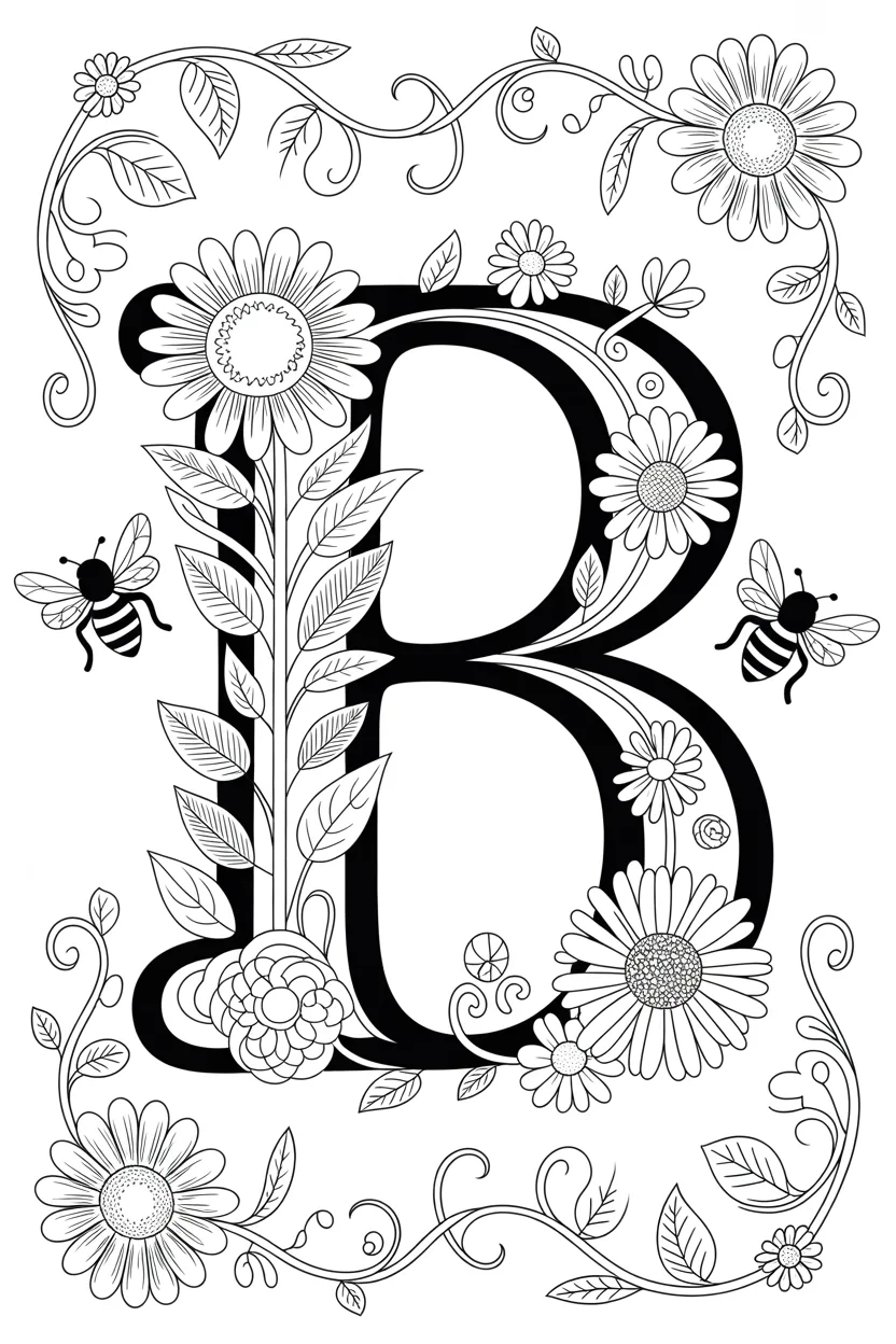 alphabet letter B colorng pages free printable