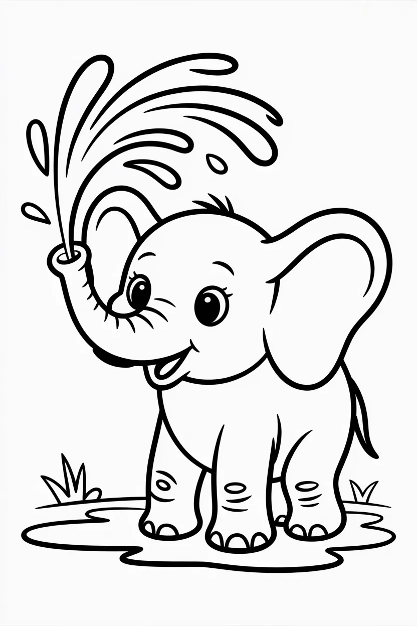 5 Cute Elephant coloring pages free printable
