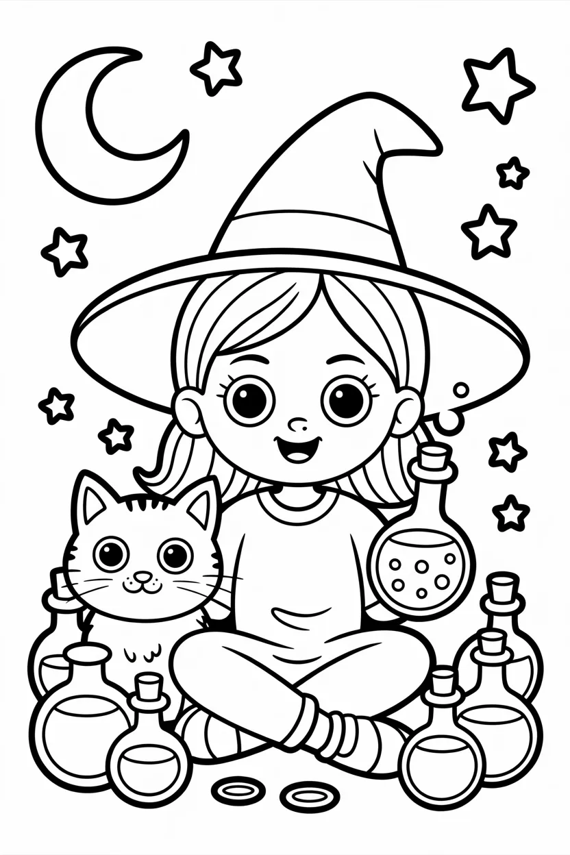 cute witch girl coloring pages free printable