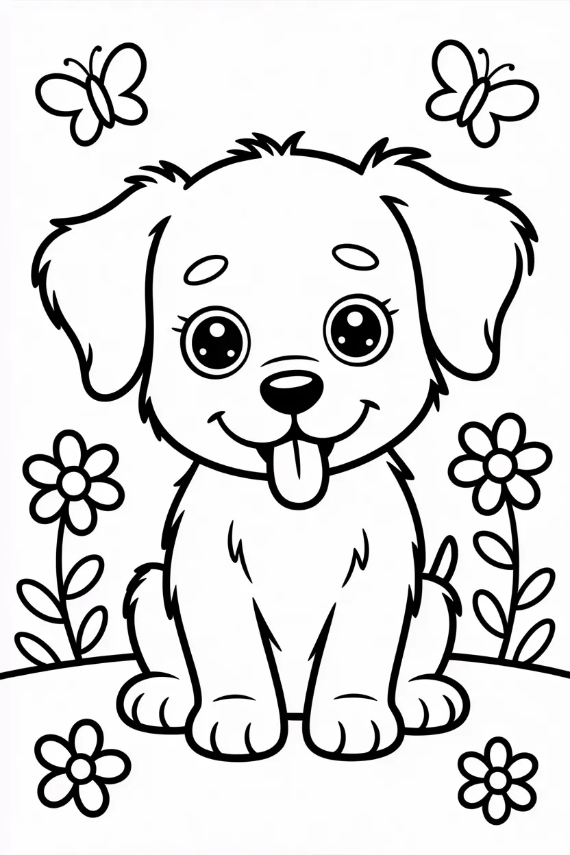 5 Cute Puppy coloring pages free printable
