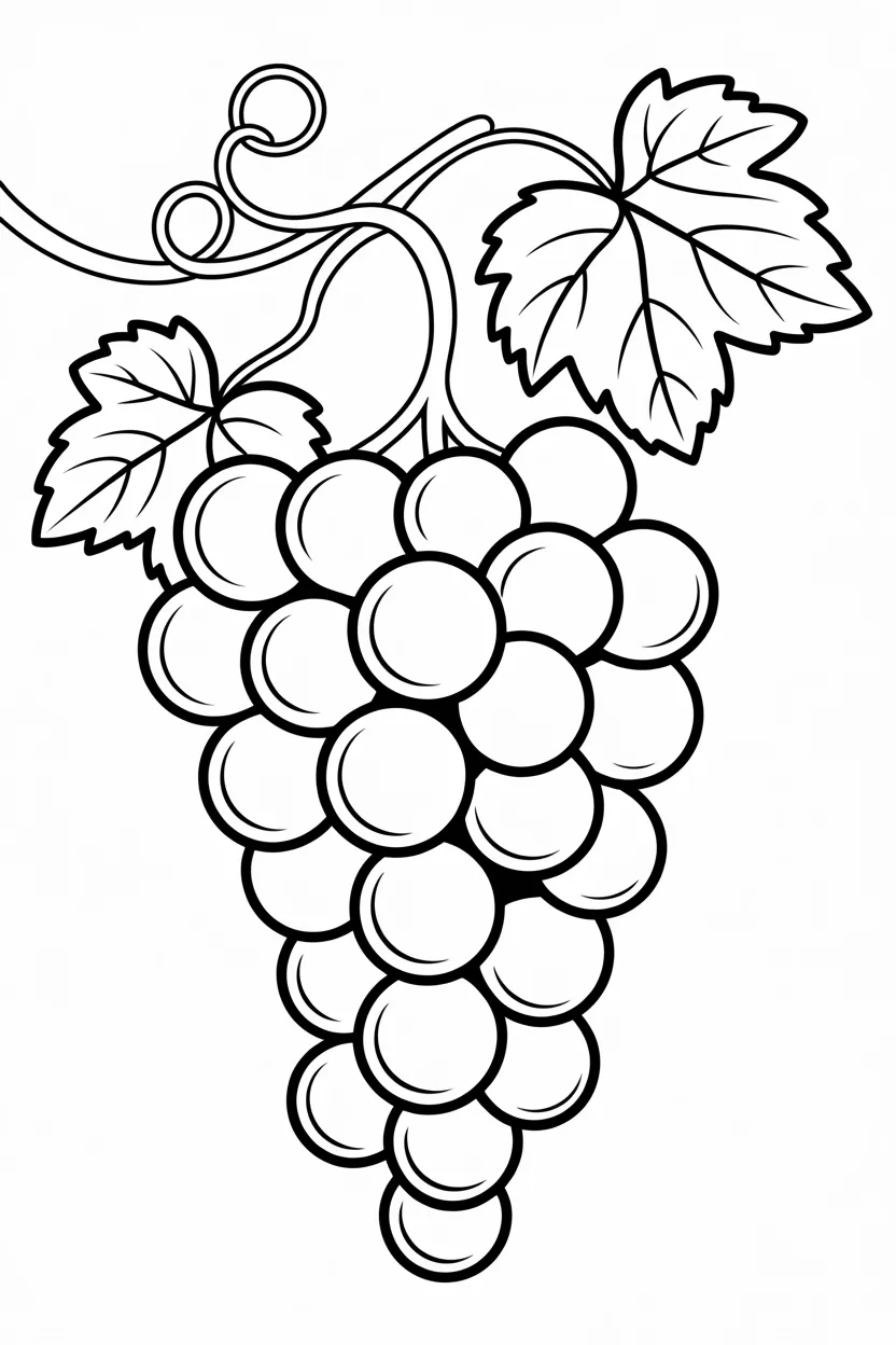 5 Grapes coloring pages free printable