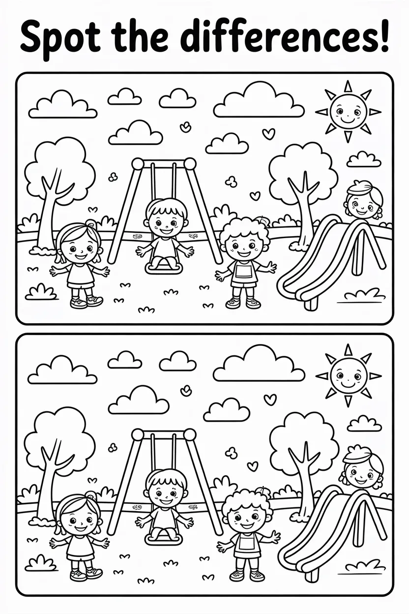 6 Spot the difference activity coloring pages