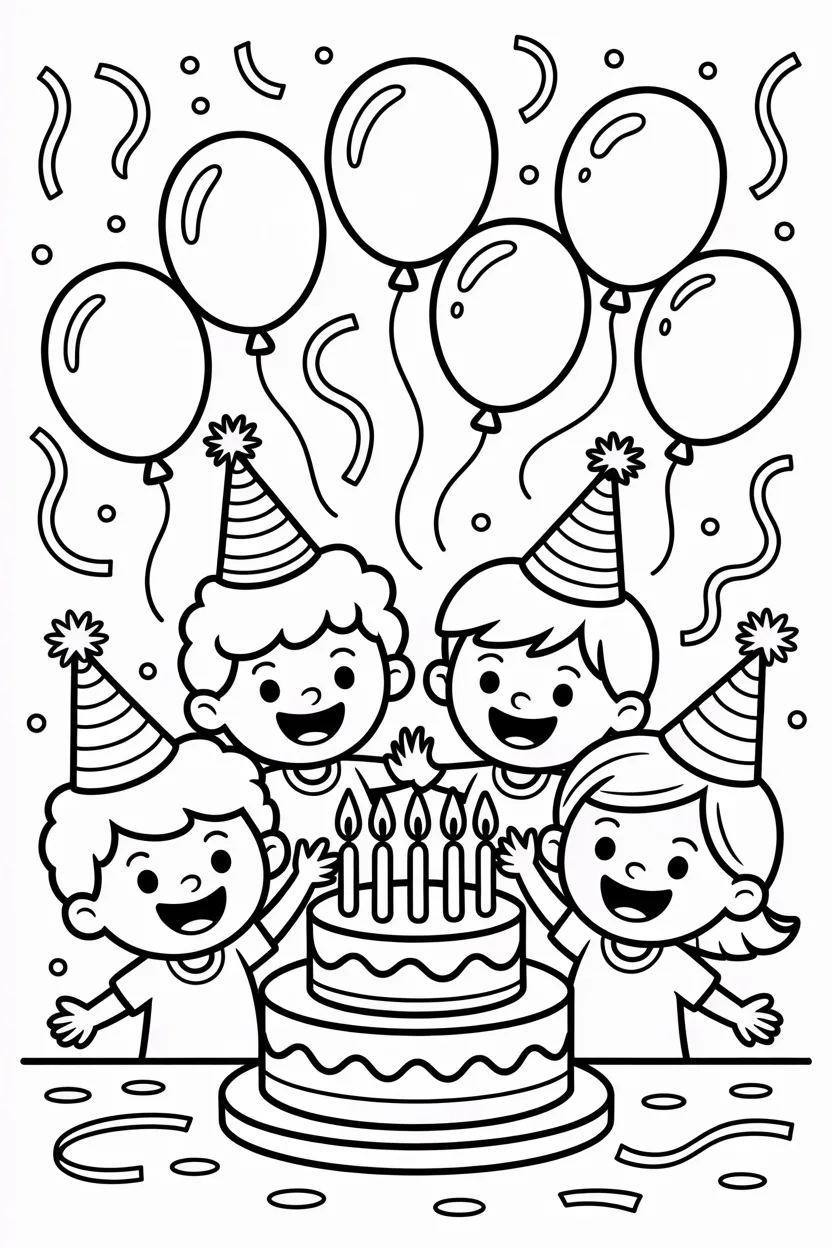 Birthday Party Coloring Pages Free Printable
