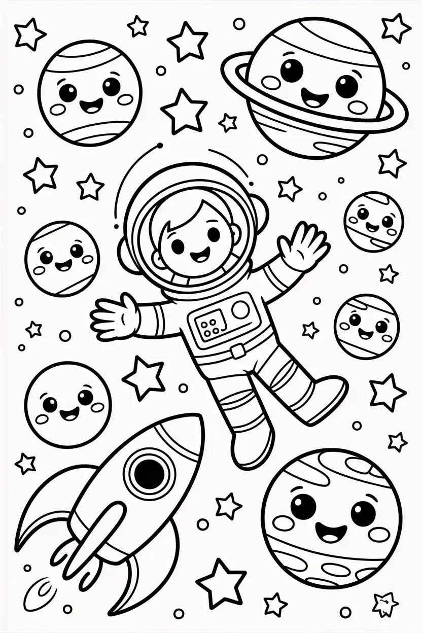 astronaut in space coloring pages