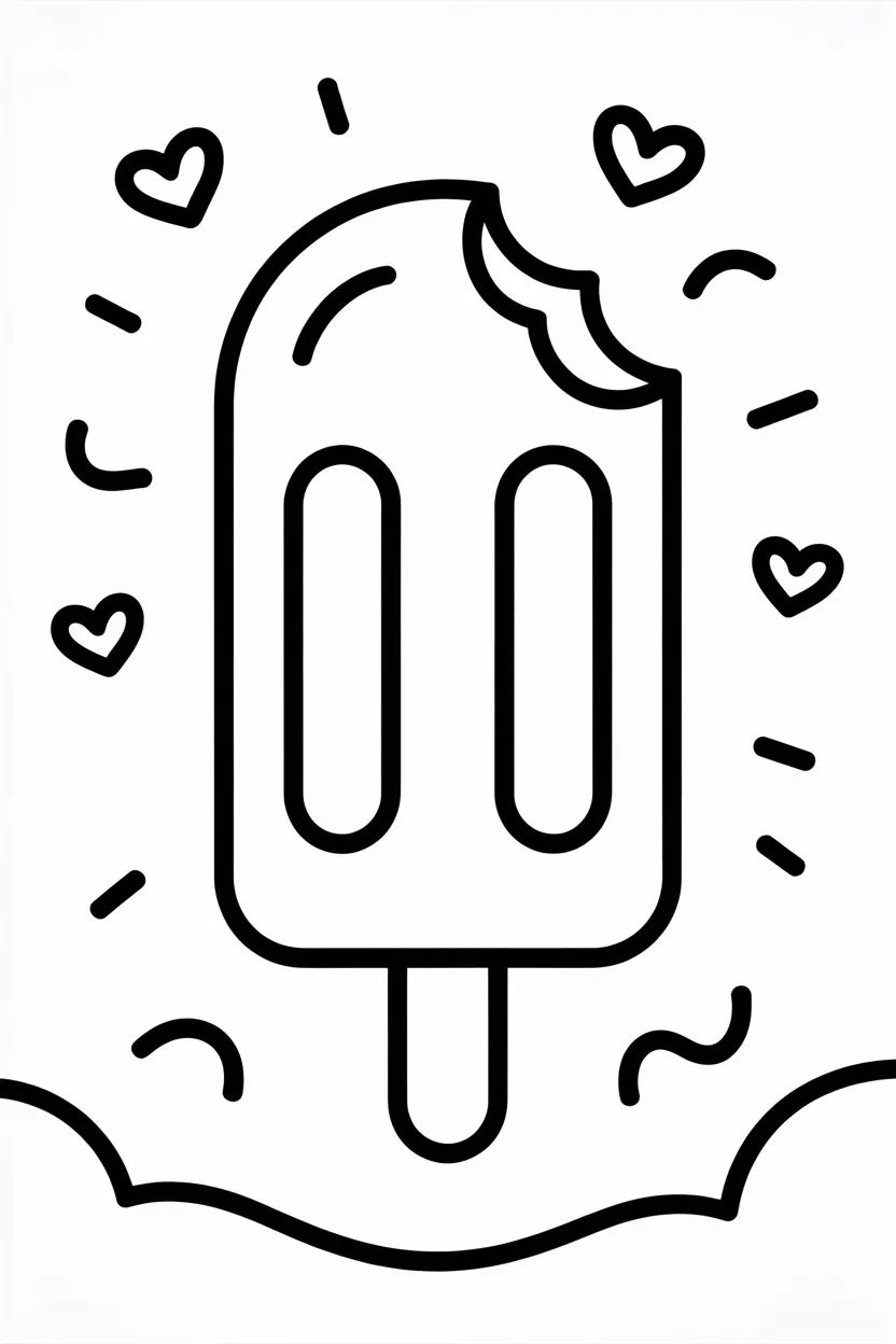 5 Popsicles coloring pages free printable