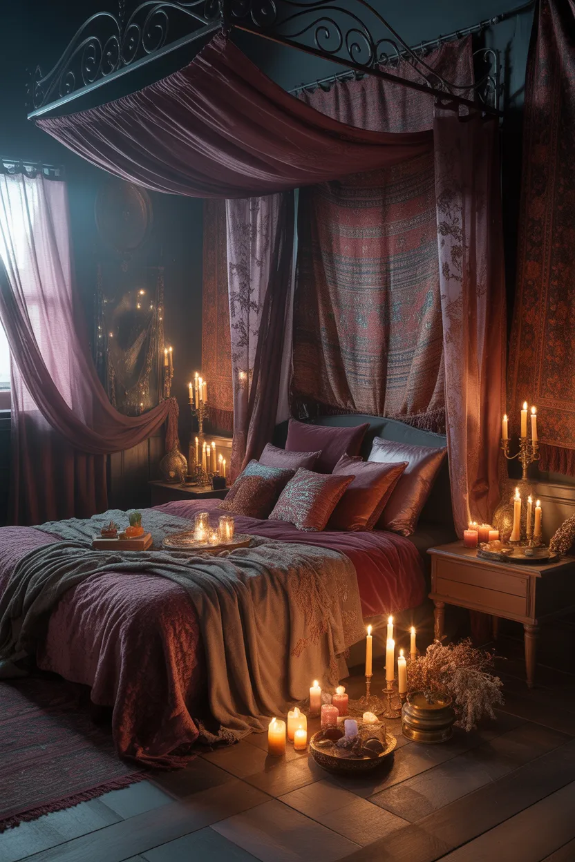 Cozy Dark Boho Bedroom Ideas