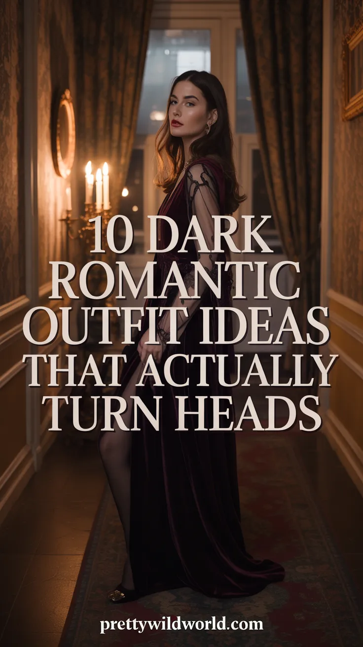 Dark romantic outfit ideas Pinterest pin - 10 dark romantic outfit ideas that actually turn heads - prettywildworld.com