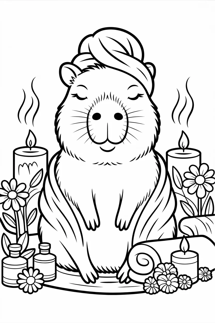 Cute Capybara Coloring Pages Free Printable