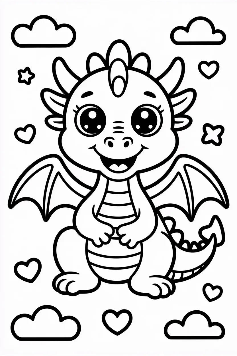 5 Cute Dragon coloring pages free printable