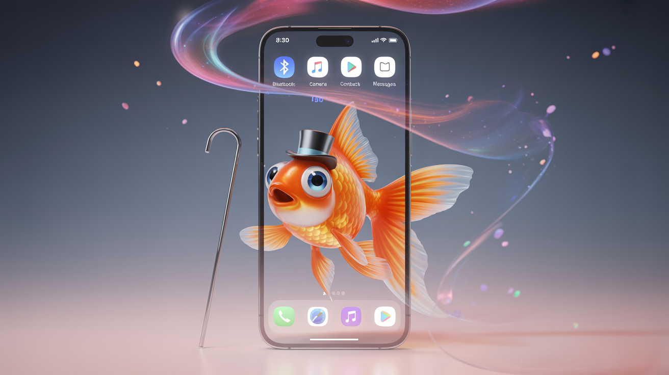 AI插圖名稱:條時尚風格化的卡通金魚