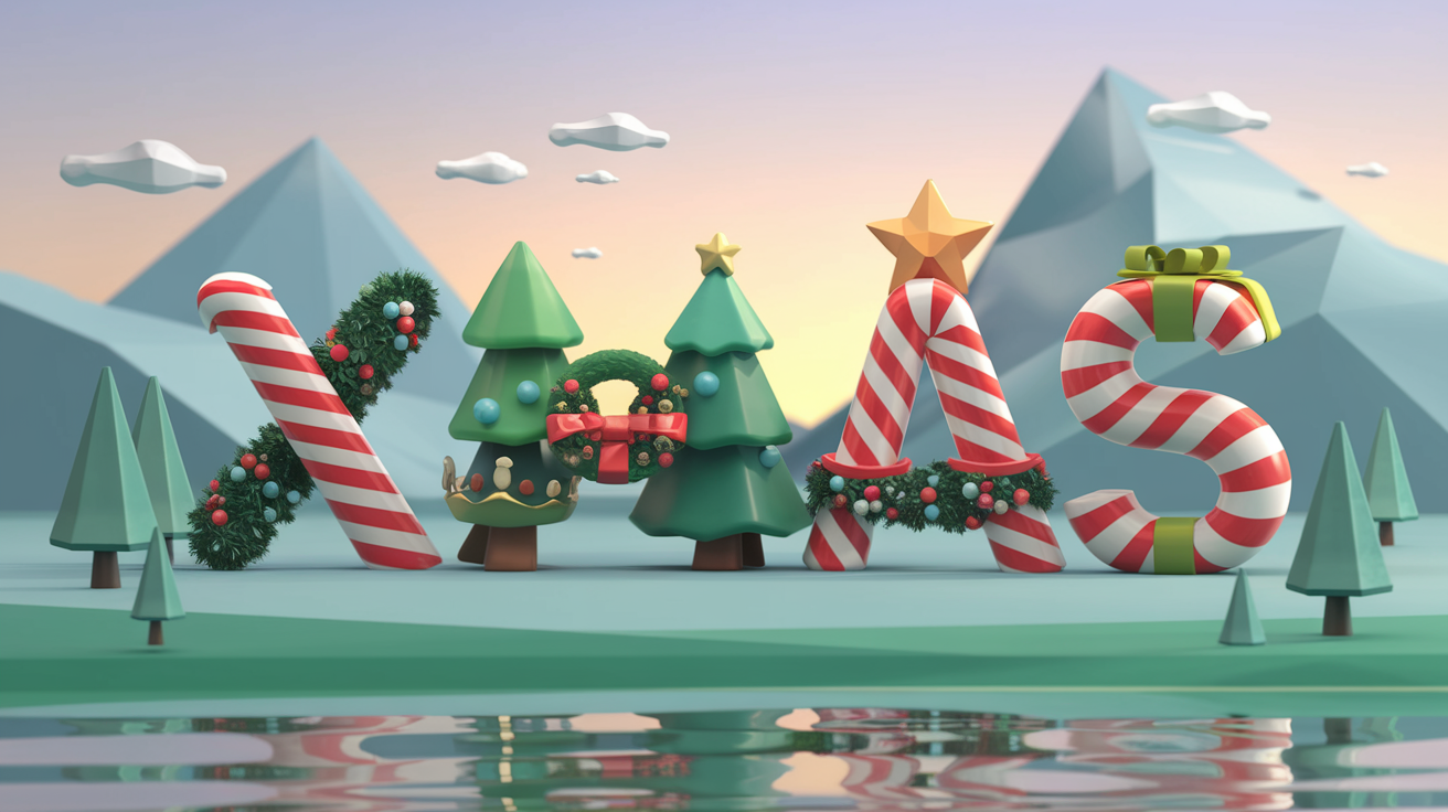 AI插圖名稱:XMAS低多邊形風格