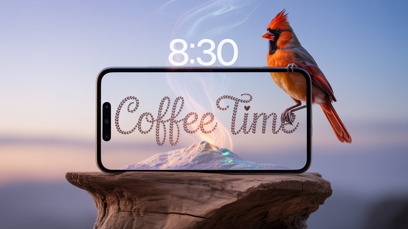 AI插圖名稱:捲軸上寫著Coffee Time02