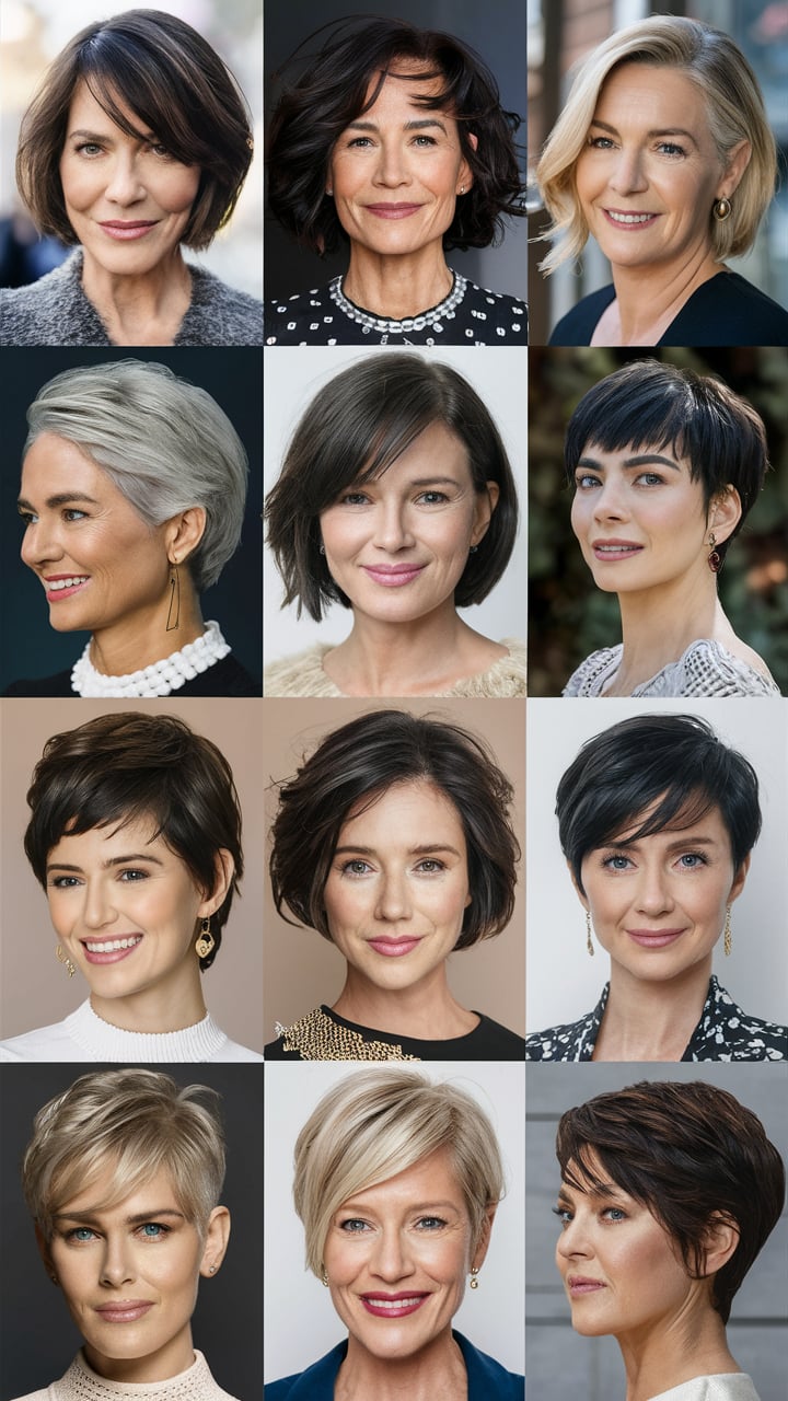 Short hair shaggy bob with fringe