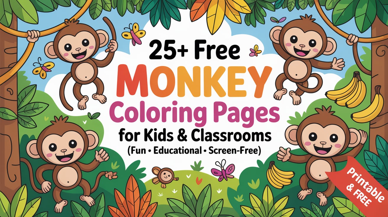 Monkey coloring pages