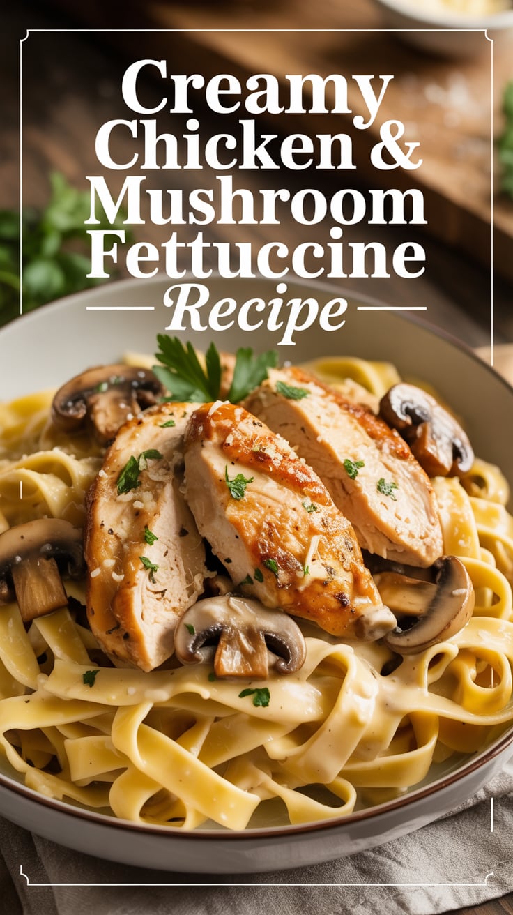 Creamy Chicken & Mushroom Fettuccine 
