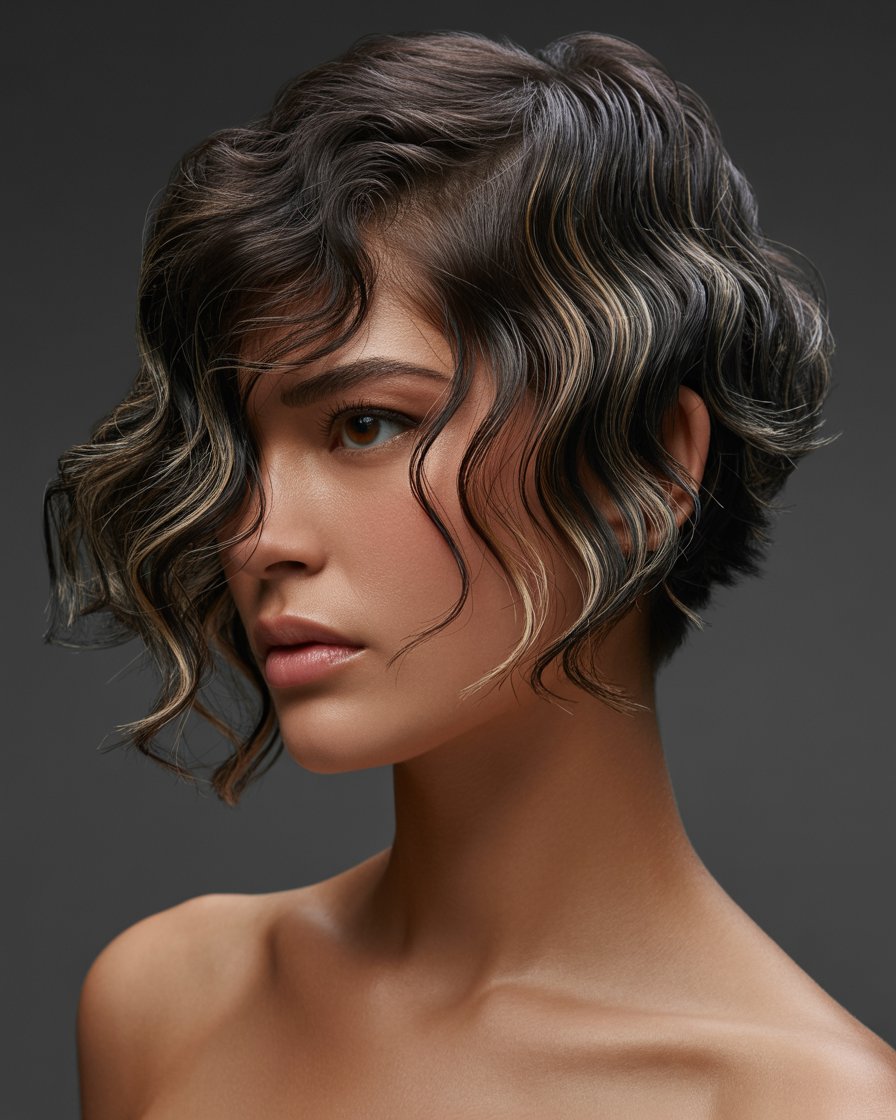 cabello corto ondulado Para mujer