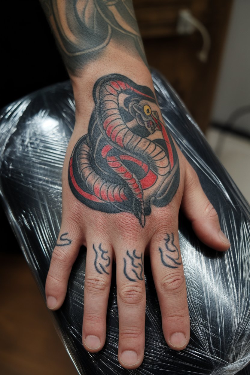 Japanese Snake Hand Tattoo japanese hand tattoo