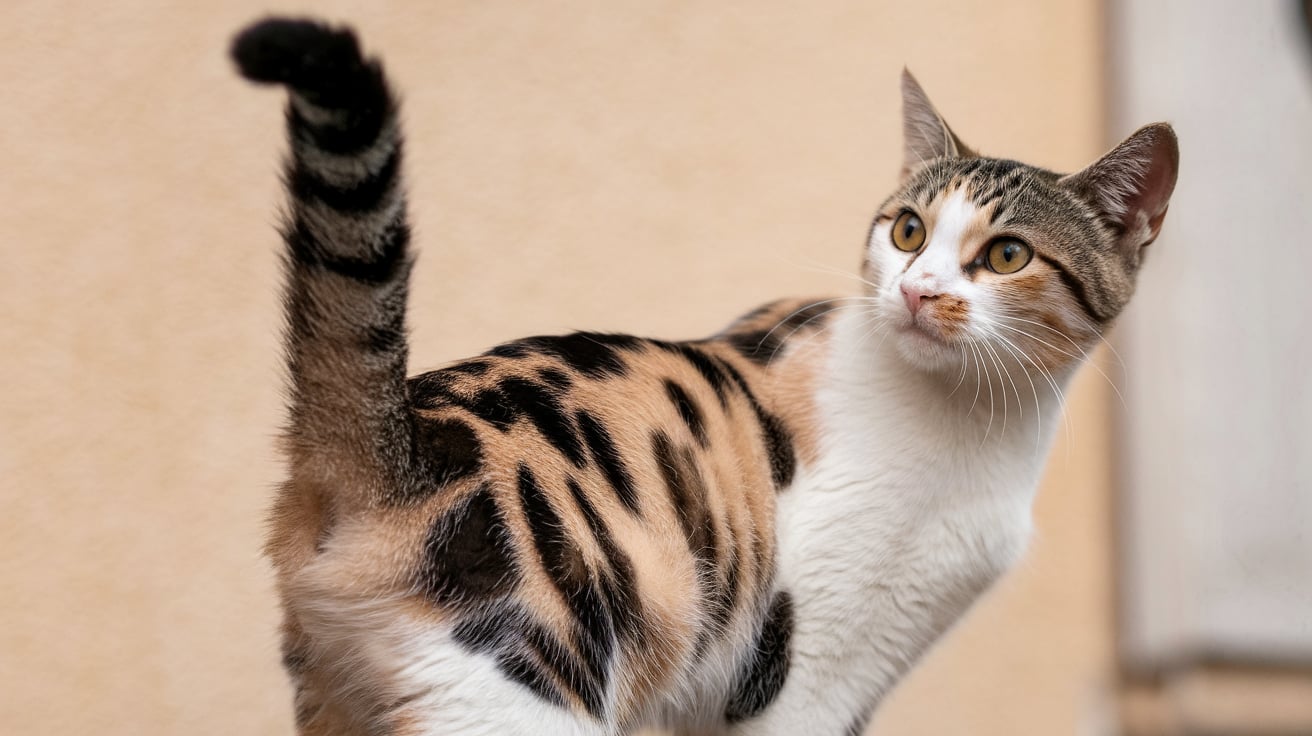 Cat spraying behavior illustration