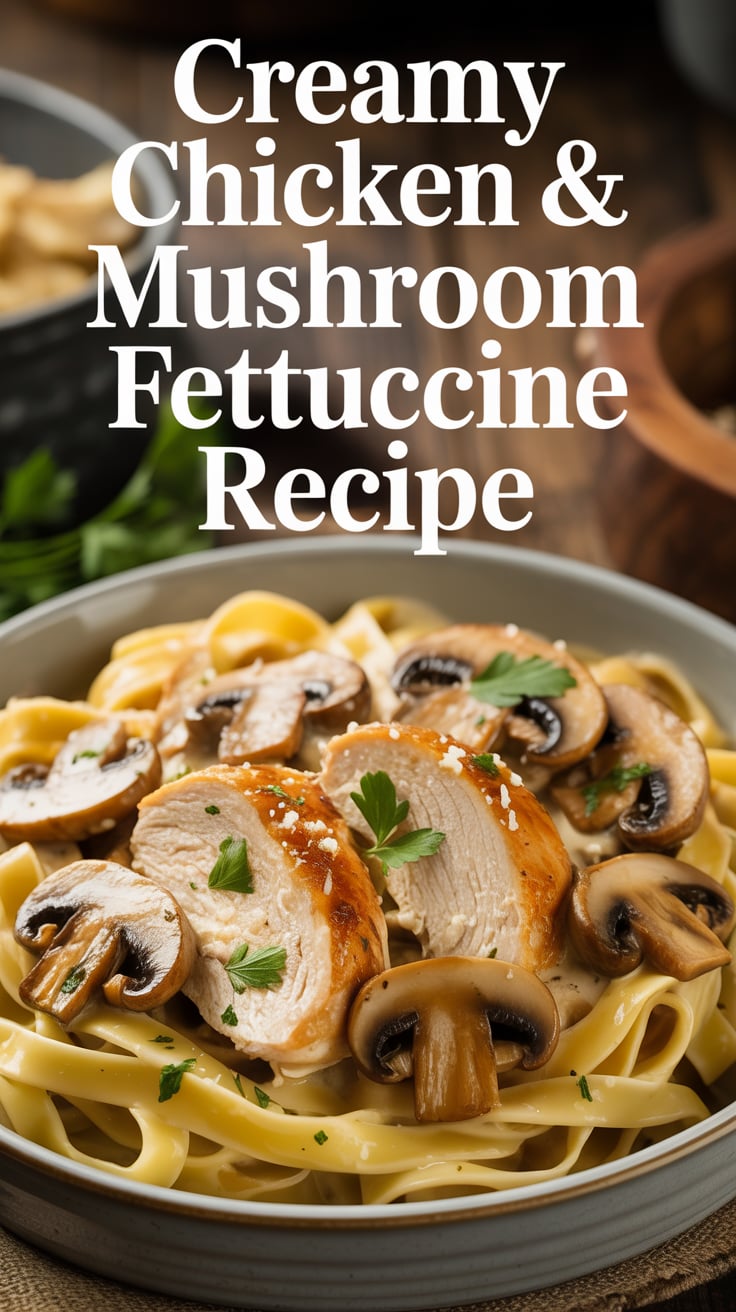 Creamy Chicken & Mushroom Fettuccine 