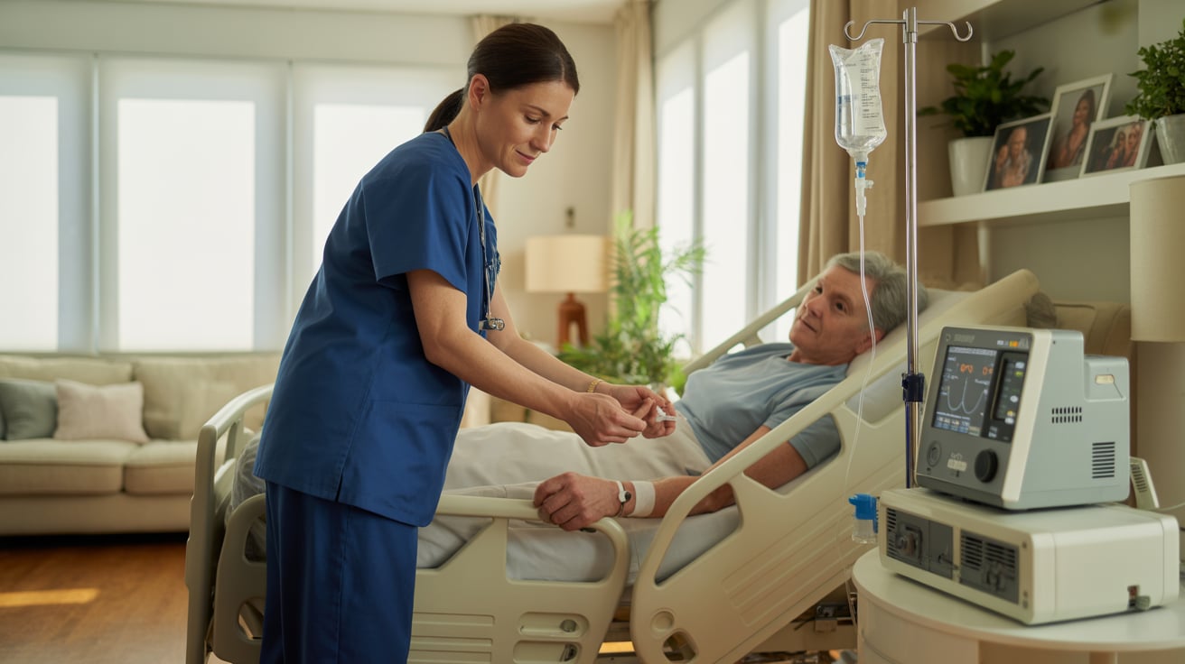 Professional healthcare team collaborating in a care setting