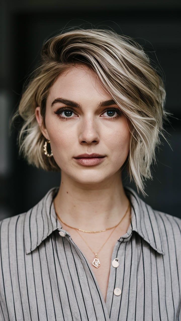 Short Asymmetrical Bob women over 60