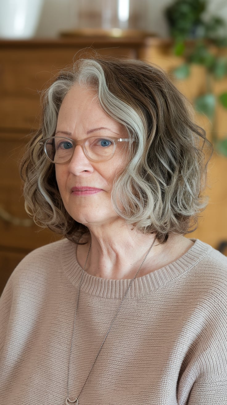 Curly Lob with Balayage