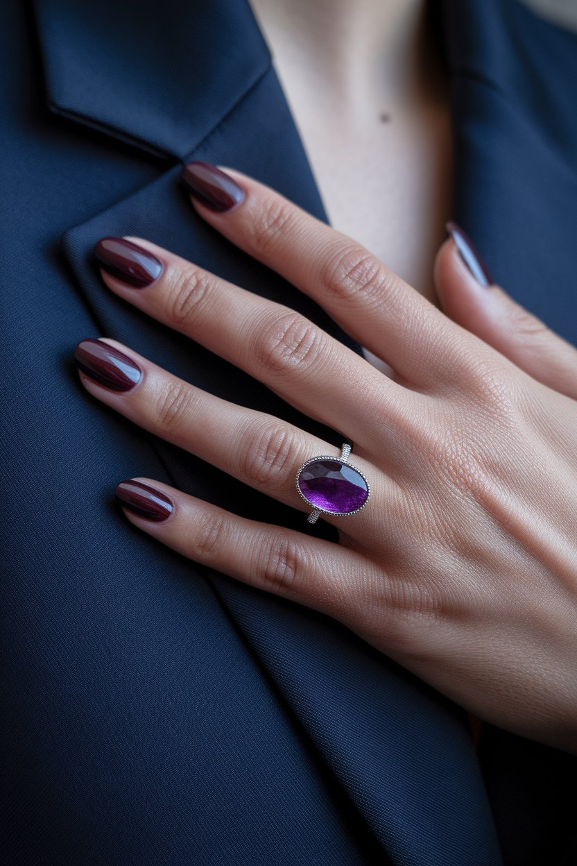 17. Versatile Purple Nails Medium Length