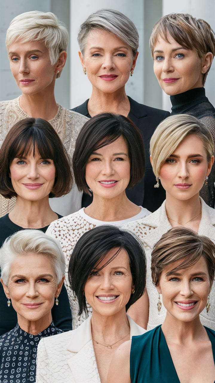 Short undercut pixie for older woman