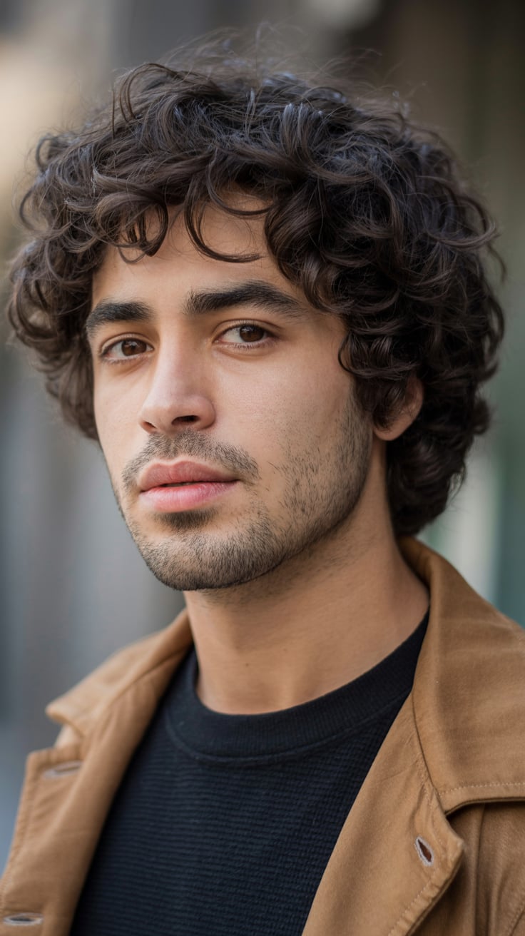 Mid Fade with Textured Afro Curls