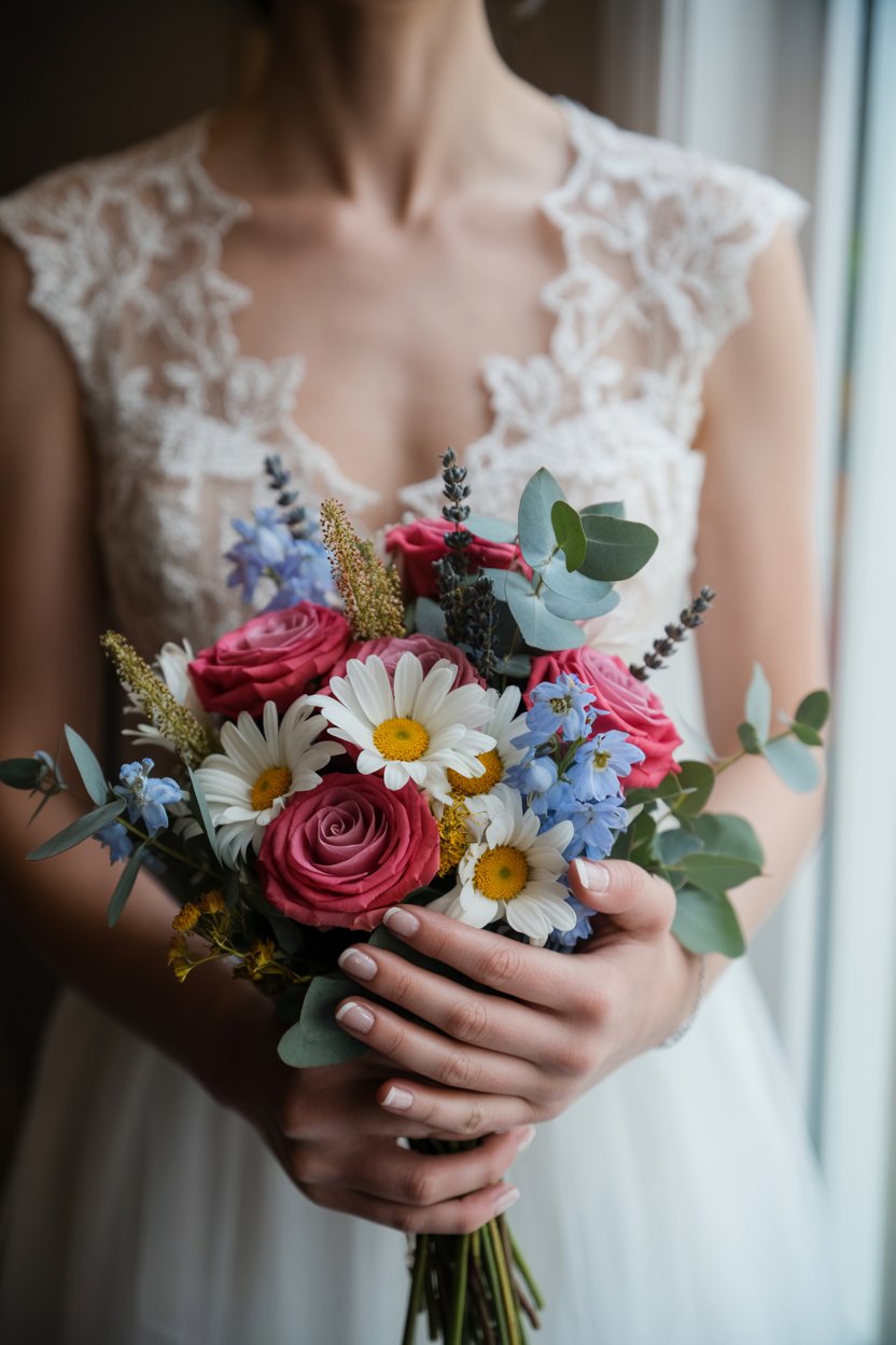 Neutral fall bouquet with toffee roses and pampas grass.