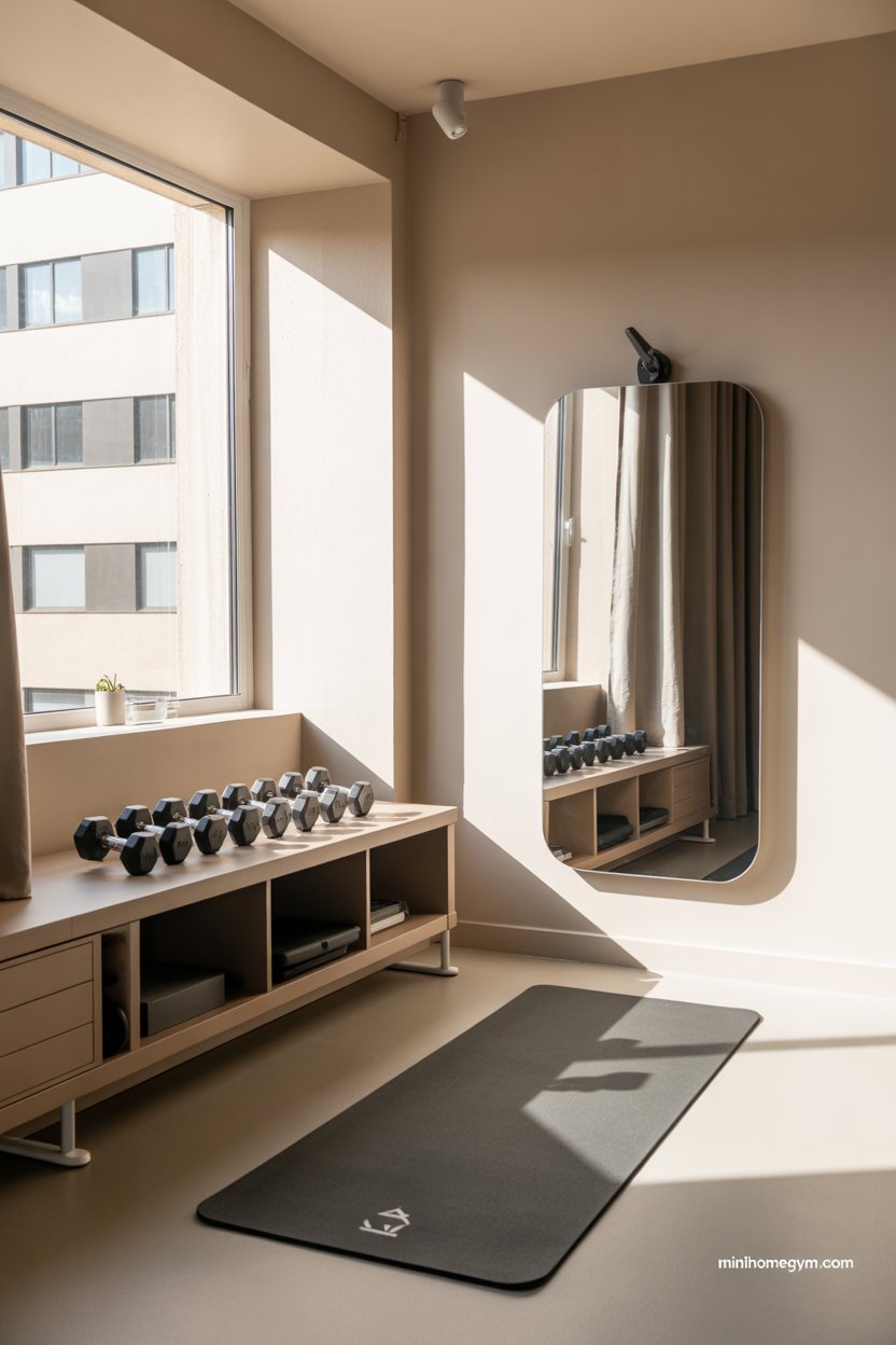 Woman doing yoga in front of smart mirror