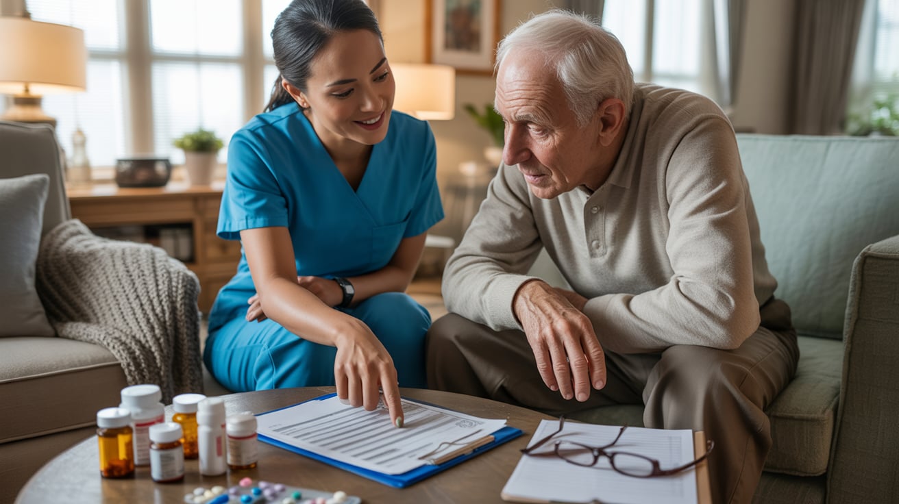 Medication management at home by professional carer